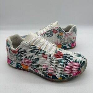 NOBULL Mens Size 9.5 Womens 11 Shoes Tropical Floral White Court Trainer Sneaker